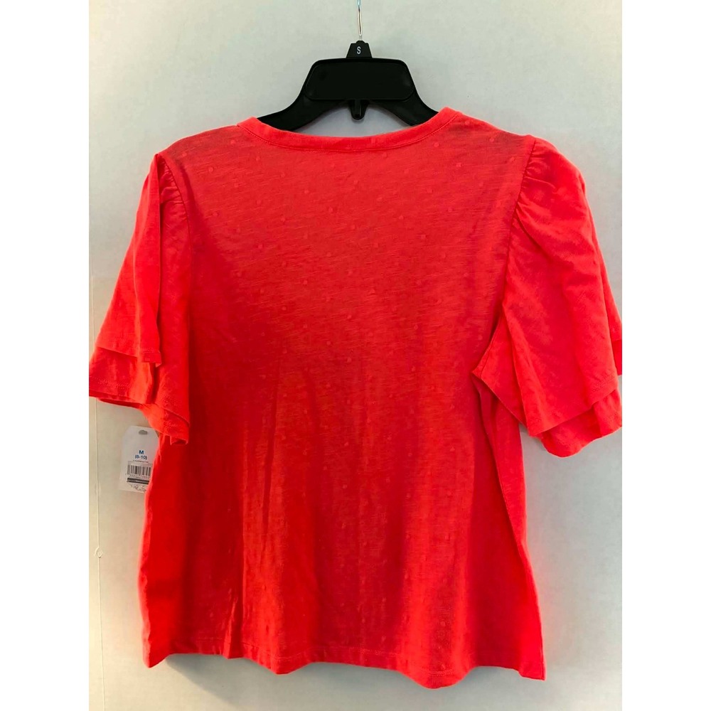 Time and Tru Womens M Orange Flutter Sleeve V Neck Top Boho Feminine NWT - Picture 2 of 9